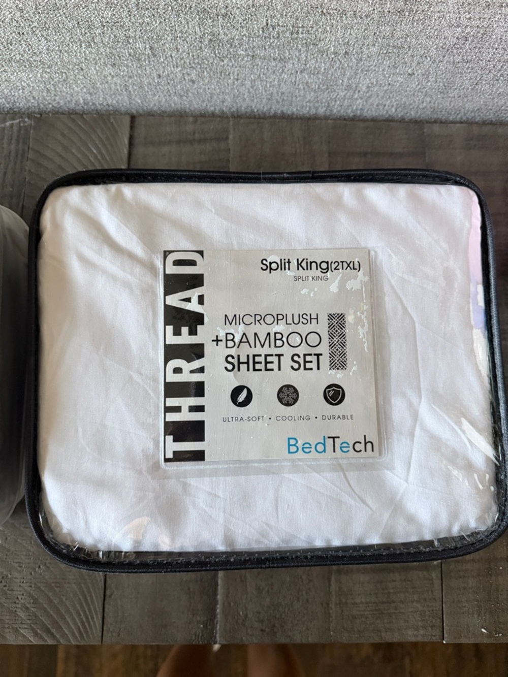 BedTech Microplush + Bamboo Split King Sheet Set in White